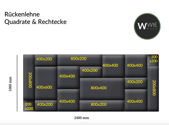 Wandpolster Set Paket Kombination Quadrate & Rechtecke - Milan Exklusiv - Samtstoff