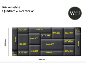 Wandpolster Set Paket Kombination Quadrate & Rechtecke - Milan Exklusive - Samt